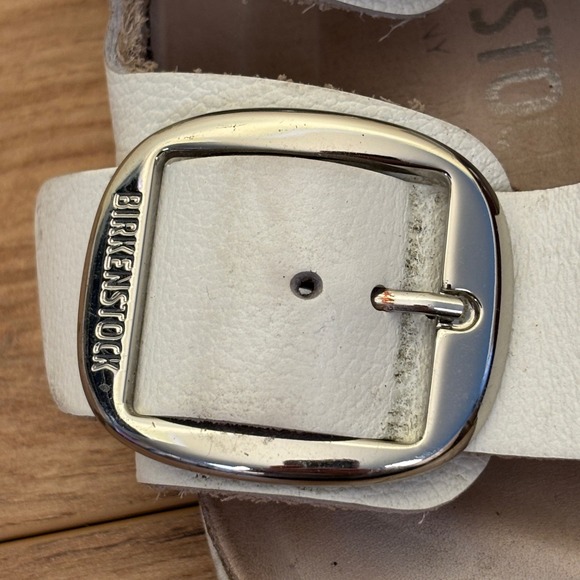 BIRKENSTOCK Arizona Big Buckle Slide Sandal Size 36 White Leather Comfort Casual - Picture 7 of 11